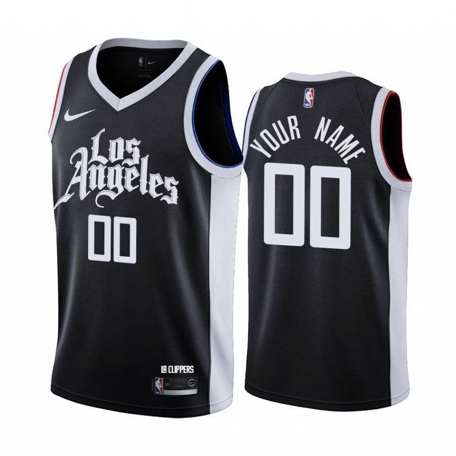 Men & Youth Customized Los Angeles Clippers Swingman Black Nike 2020-21 City Edition Jersey